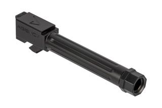 The Agency Arms Glock 19 barrel is machined from 416R stainless steel and has a black DLC coating